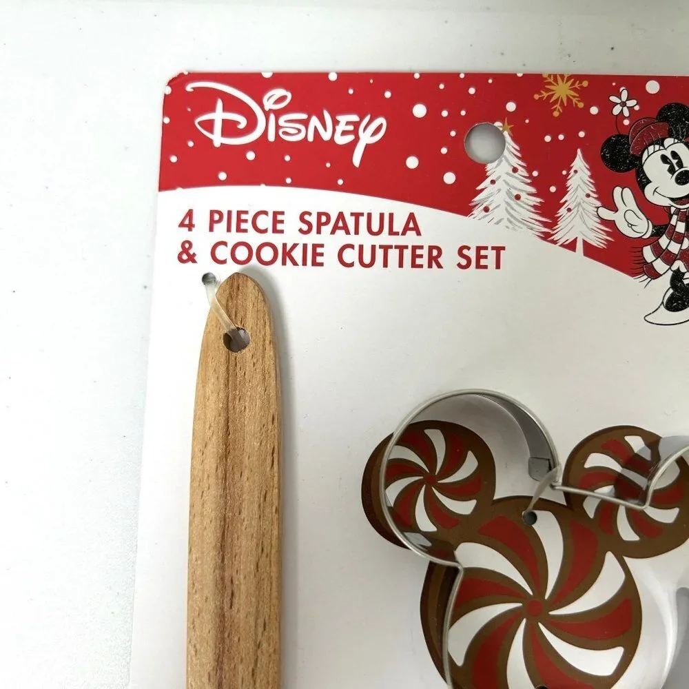 Disney Mickey Minnie Spatula Cookie Cutter 4 Piece Set Christmas‎ Winter NEW